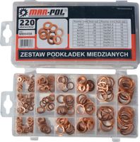 MAR-POL ZESTAW PODKŁADEK MIEDZIANYCH PODKŁADKI 220EL. ORGANIZER M66458