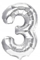 Balon Foliowy Na Urodziny Przyjęcie Cyfra 3 Srebrny Duży 40cm Dekoracja XL
