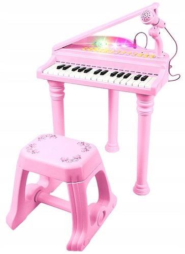 PIANINO DLA DZIECI NAUKA GRY ORGANKI MIKROFON MP3 RÓŻOWE PIANINKO + TABORET na Arena.pl