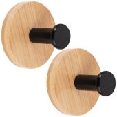 Haczyk wieszak samoprzylepny bambusowy metalowy czarny 5 cm 2 szt.