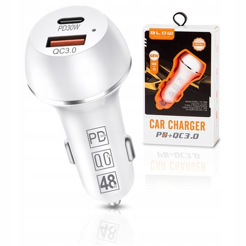 MOCNA SZYBKA 3x ŁADOWARKA SAMOCHODOWA 48W USB USB-C TYP-C PD 30W QC 3.0 na Arena.pl