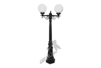 LAMPA B13 Z KULĄ SZKLANĄ 2-OŚW. ŻELIWNA LAMPA OGRODOWA RETRO ELEGANCKA DO OGRODU ZEWNĘTRZNA