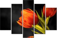 100CM 150CM OBRAZ 5 ELEM TULIPANY ŚCIENNY