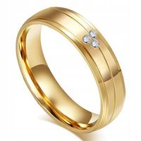 Złota Obrączka ze Stali z Diamentowymi Kamieniami
