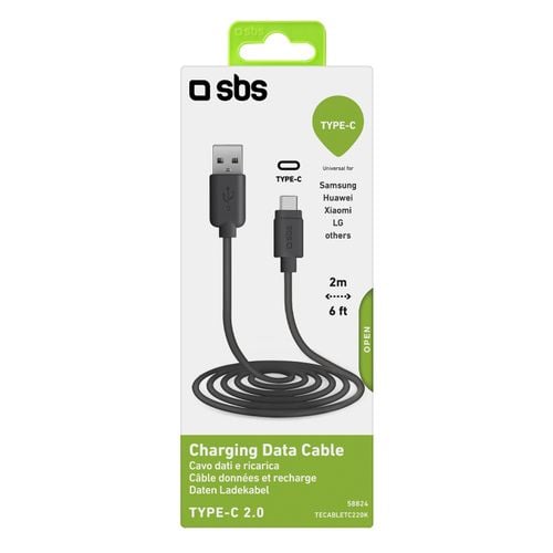 Kabel Przewód SBS USB-A - USB-C 2 metry Czarny na Arena.pl