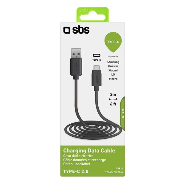 Kabel Przewód SBS USB-A - USB-C 2 metry Czarny zdjęcie 7