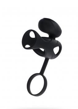 Black & Red, Penis Ring With Vibration, Clitoral Stimulation, Silicone, zdjęcie 2