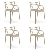 Krzesło beżowe plastikowe KATO design nowoczesny do jadalni kuchni x4