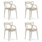 Krzesło beżowe plastikowe KATO design nowoczesny do jadalni kuchni x4