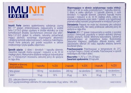 Solinea Imunit Forte 30 kapsułek beta-glukan selen na Arena.pl