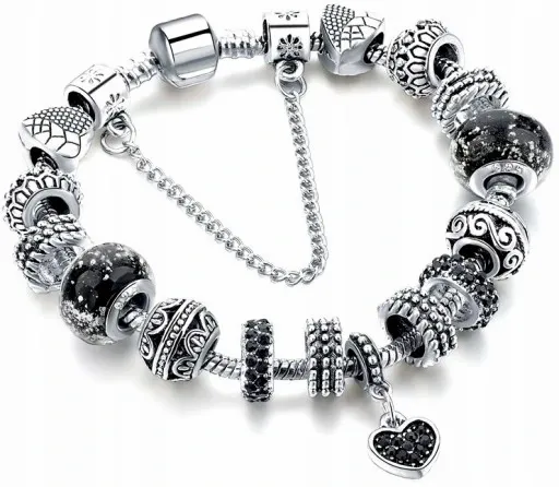 Bransoletka modułowa charms srebrna serduszko zdjęcie 2