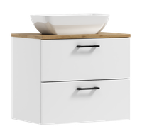 Szafka łazienkowa wisząca LUNA 60 biały, dąb  z umywalką Lara (W3)