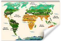 Fototapeta Dla Dzieci MAPA Świata Dinozaury Abstrakcja Nauka 405cm x 270cm