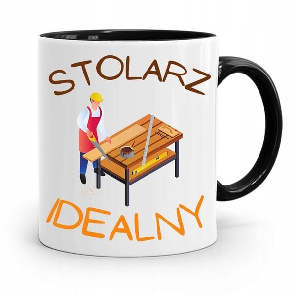 Kubek Czarny Prezent Dla Stolarza Stolarz Idealny Z Nadrukiem Ze Zdjęciem zdjęcie 1