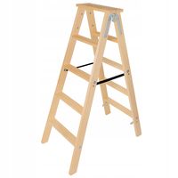 KADAX Drabina 5 Stopni Drewniana Rozstawna Malarska Dwustronna Domowa
