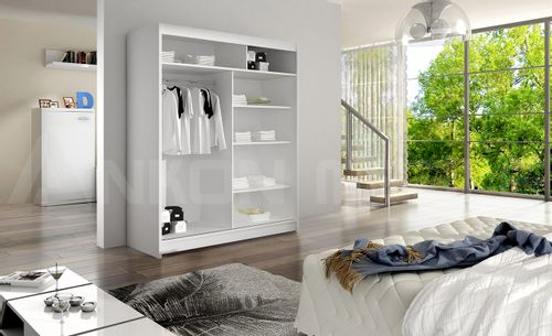 Szafa przesuwna Westa II z lustrem 150cm - pojemna garderoba - CHOCO na Arena.pl