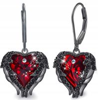 Duże kolczyki srebrne wiszące serca kolczyki srebro próba 925 angielskie