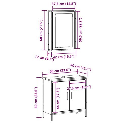 Zestaw mebli łazienkowych 2 pcs Brązowy 60 x 30 x 60 cm na Arena.pl