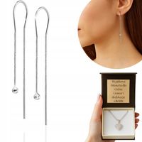 KOLCZYKI PRZEKŁADANE PRZECIĄGANE KULKI WISZĄCE DŁUGIE SREBRO 925 GRAWER