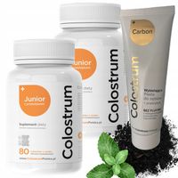 2x Colostrum dla Dzieci Junior PROBIOTYK i Colostrum CARBON pasta do zębów