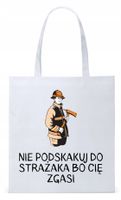 Dla Strażaka Prezent Torba Eco Biała Shopper Z Nadrukiem Ze Zdjęciem