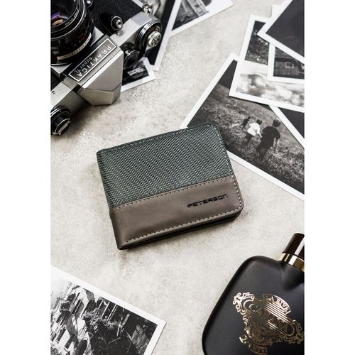 szary portfel męski bez zapięcia zewnętrznego z systemem rfid - peterson na Arena.pl