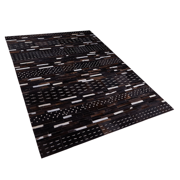 Dywan patchwork skórzany 140 x 200 cm brązowy AKSEKI zdjęcie 1