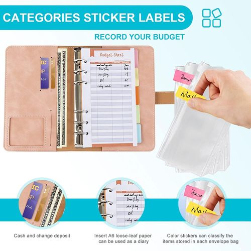 Segregator Budżetowy A6 Skóra PU Różowy z 12 Kopertami i Etykietami na Arena.pl