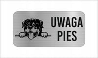GRAWER Tabliczka nierdzewna laminat 20x10 cm UWAGA PIES ROTTWEILER