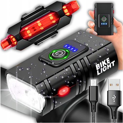 LAMPKA ROWEROWA PRZEDNIA I TYLNA LED MOCNA AKUMULATOROWA DO ROWERU ZESTAW na Arena.pl