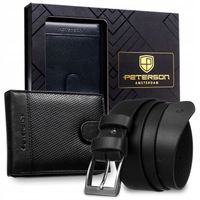 Portfel męski skórzany elegancki klasyczny na karty RFID prezent zestaw