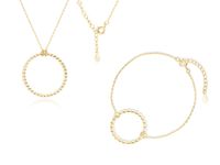 Delikatny pozłacany srebrny komplet celebrytka duże kółko kółeczko ring circle srebro 925 Z1859ZG