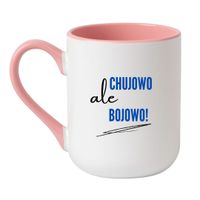 KUBEK "CHUJOWO ALE BOJOWO" Wzór - Elegant Biało-Różowy 330 ml