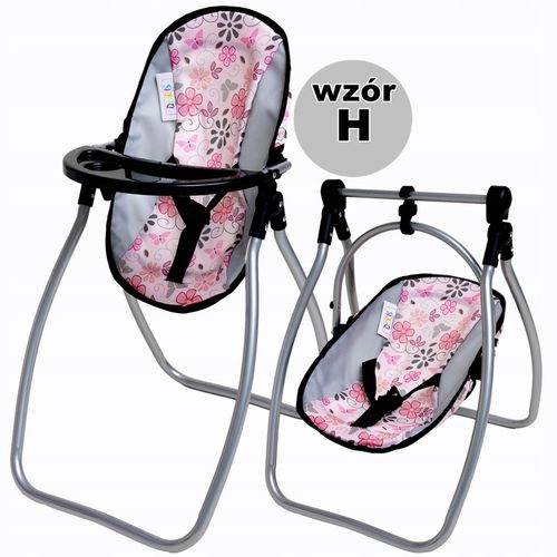DUŻE KRZESEŁKO DO KARMIENIA lalek BUJAK HUŚTAWKA zestaw dla lalek 3w1 na Arena.pl