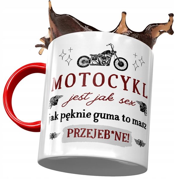 Kubek Czerwony Śmieszny Motocykl Jest Jak Seks Z Nadrukiem Ze Zdjęciem zdjęcie 1