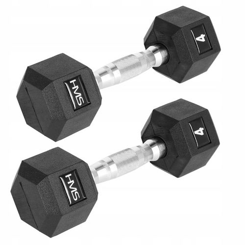 HMS Hantle Ciężarki Gumowane Hexagonalne Do Ćwiczeń Fitness Treningu 2x4 kg na Arena.pl