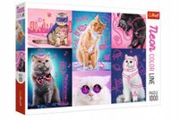 PUZZLE KOTY 1000 Elementów NEONOWE Super Kotki