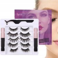 5x ORYGINALNE rzęsy magnetyczne DŁUGIE pęseta +2 eyeliner + box ZESTAW RZĘS