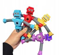 ROBOT SENSORYCZNA świecąca ANTYSTRESOWA PRZYSSAWKA RURKI TUBY POP LED 4 SZT