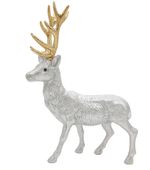 RENIFER OZDOBNY BROKATOWY JELONEK 40 cm SREBRNY