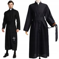 Strój Ksiądz Szata Księdza Kapłan Proboszcz Czarna Sutanna Przebranie