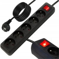 PRZEDŁUŻACZ LISTWA ZASILAJĄCA WŁĄCZNIK MOCNY GRUBY 10m 5 GNIAZD CZARNA