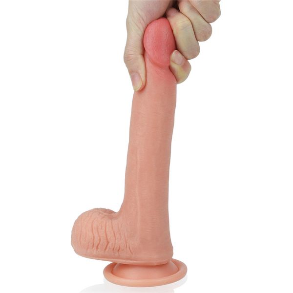 8'' Dual Layered Platinum Silicone Cock zdjęcie 9