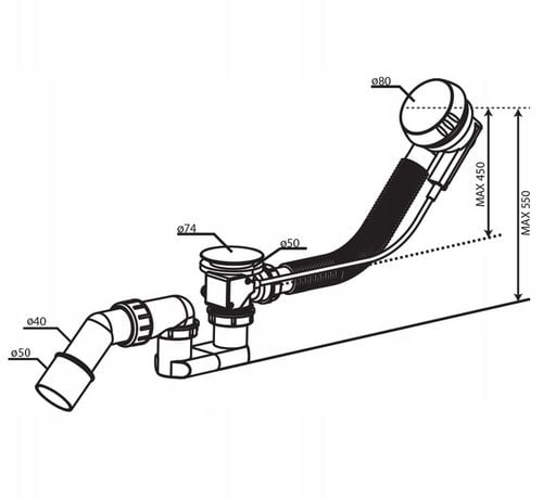 Syfon wannowy chrom z przelewem automatyczny do wanny na pokrętło niski na Arena.pl