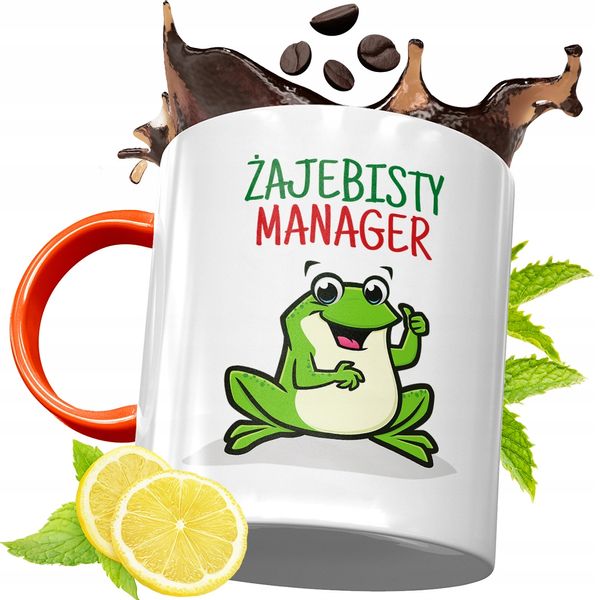 Kubek Pomarańczowy Dla Managera Prezent Z Nadrukiem Ze Zdjęciem zdjęcie 1