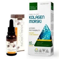 Kolagen morski Medica Herbs 60 kapsułek + Serum Hialuronowe z jadem pszczelim 30ml AlpenHof