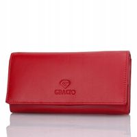 Damski Czerwony Gracio Portfel Skóra Naturalna BIG
