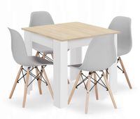 Zestaw stół kwadratowy 80x80 dąb sonoma + 4 krzesła OSAKA szare