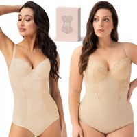 Wygodne BODY WYSZCZUPLAJĄCE modelujące GORSENIA G184 LIVIA beżowe