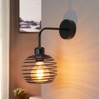 ZMH Kinkiet Vintage Kinkiet wewnętrzny Czarna lampa do E27 bez żarówki